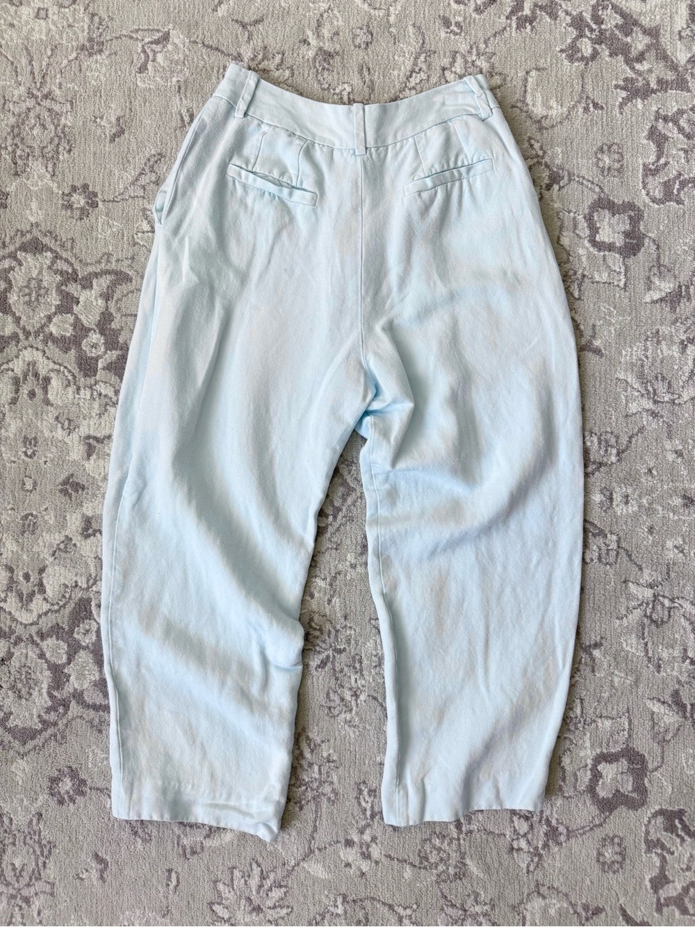 Maje Paris Light Blue Relaxed Fit Linen Blend Capris - Size 36/S - Picture 3 of 6
